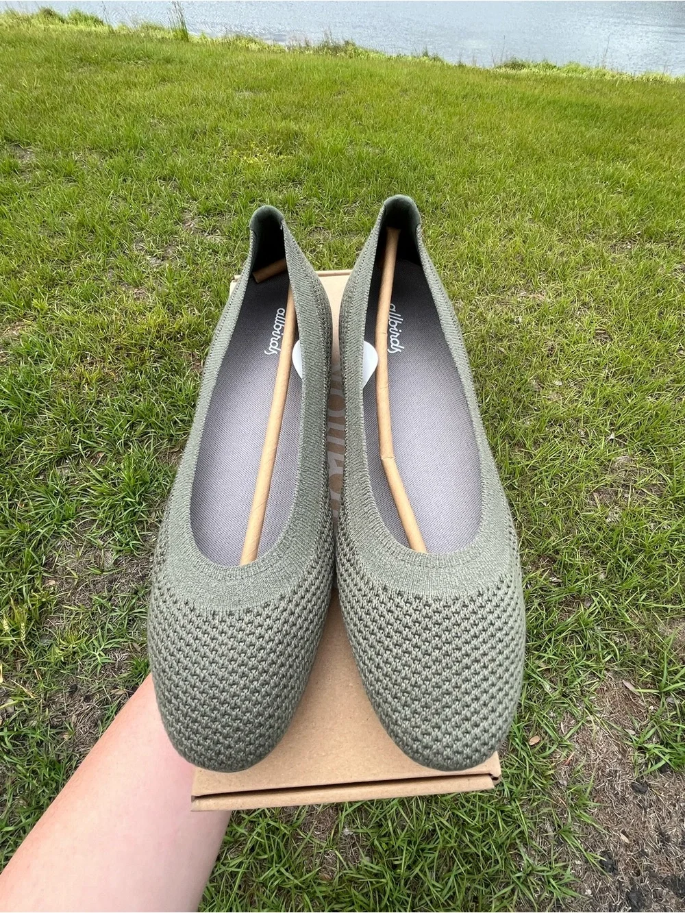 New In Box Allbirds Womens Tree Breezers Flats in Rugged Green Size 9
